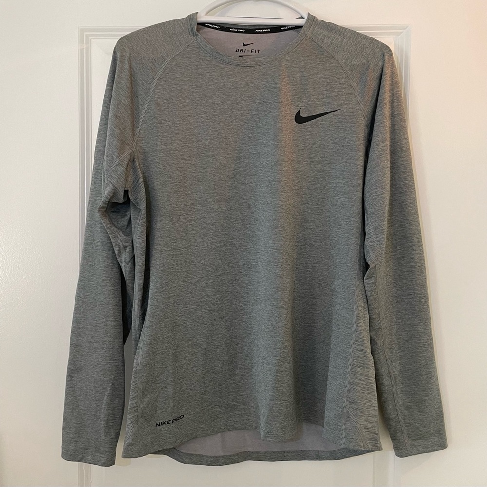 Nike Men’s Dri-Fit Long Sleeve Running Crew Neck T-Shirt, Size L, Grey